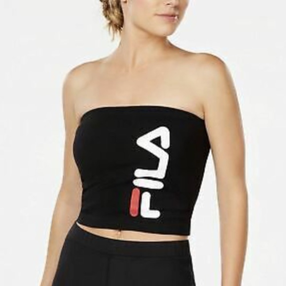 Fila Black Teodora Logo Bandeau Tube Top Size XS